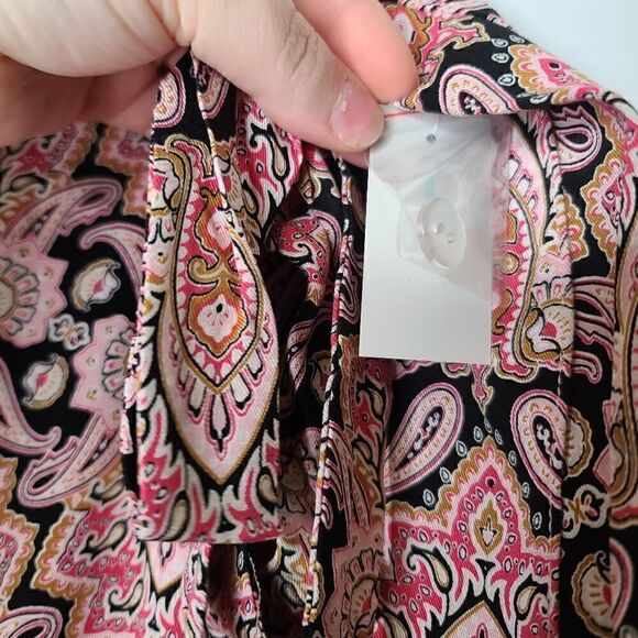 24W Boho Pink Paisley Wrap Skirt Midi Lightweight - Picture 3 of 12